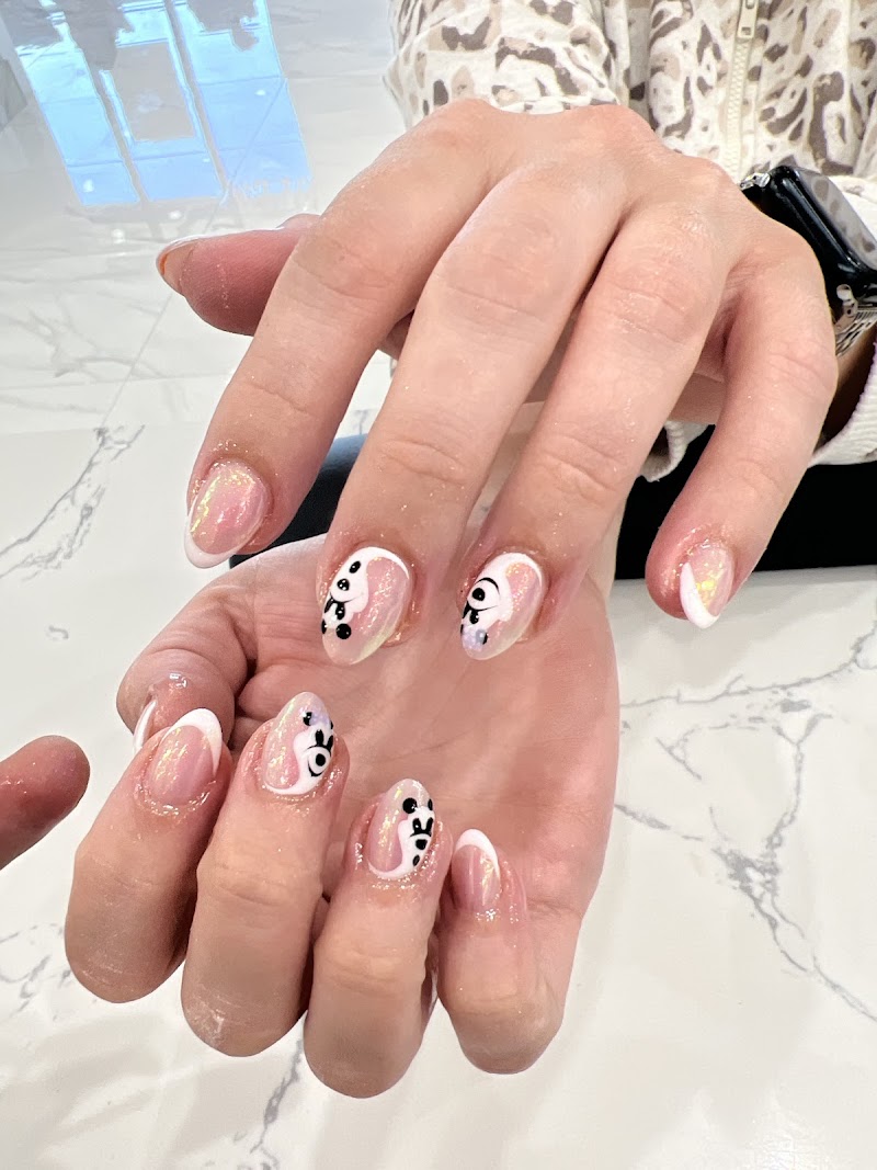 Detailed panda nail art design
